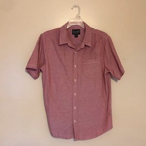Red Heathered Short Sleeve Button Down